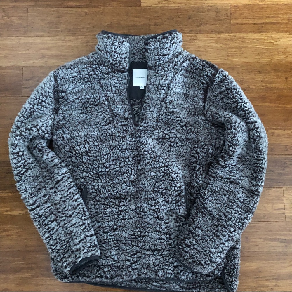 Gray Thread and Supply Quarter Zip Sherpa